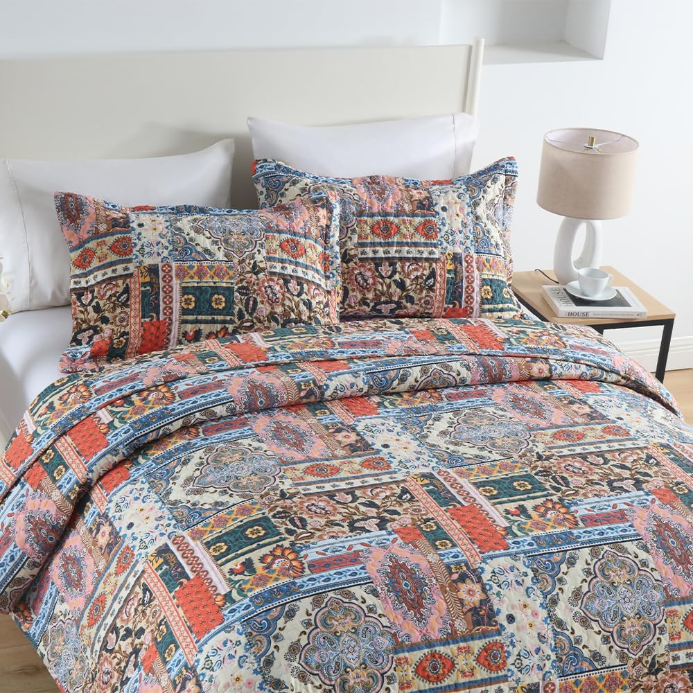 Autumn Dream Cotton Quilt Set 3-Piece Reversible Bedspread