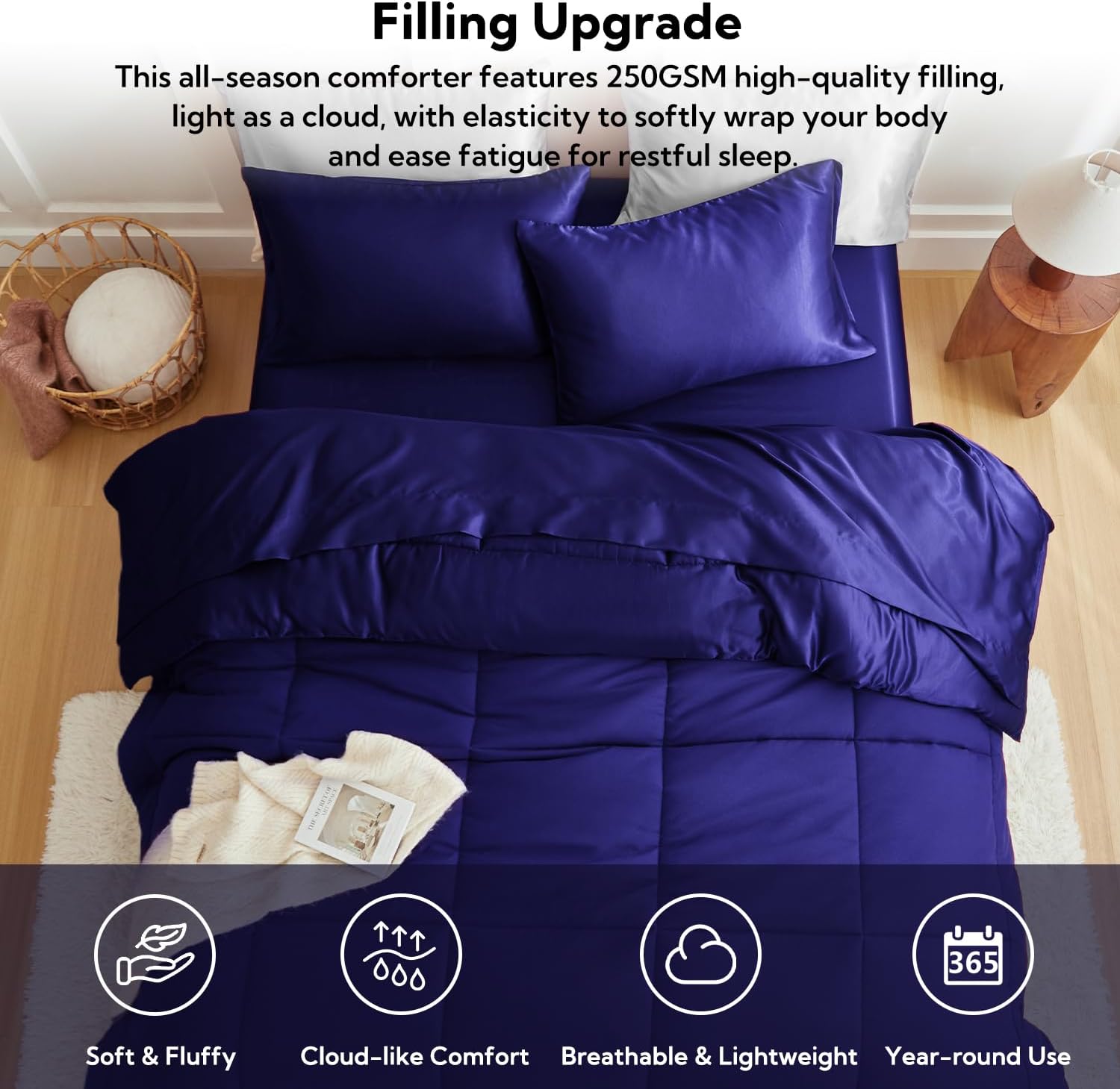 MRHM Reversible Comforter Set Navy Blue