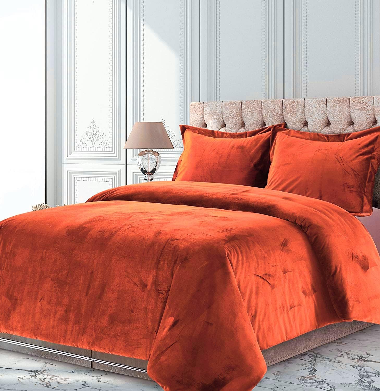 Dimpy Bedding Velvet Orange Comforter Set Super Queen