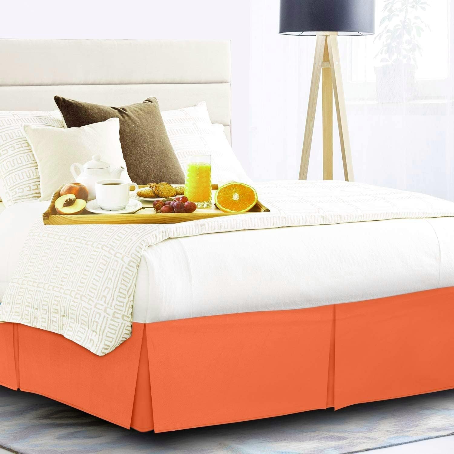 Luxxure Care Orange Bed Skirt Full Size 54x75 Inches