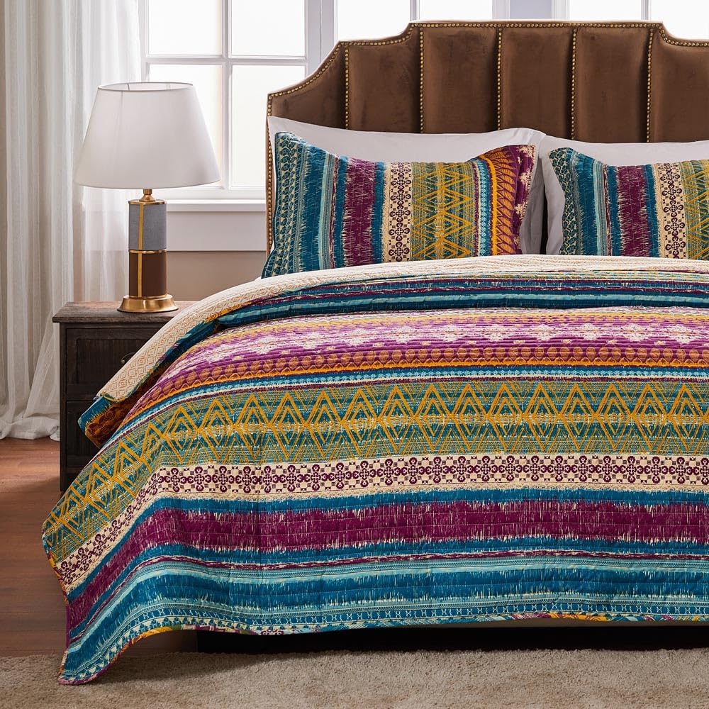 Greenland Home Southwest Cotton Quilt Set Siesta 3-Piece KingCal King 1
