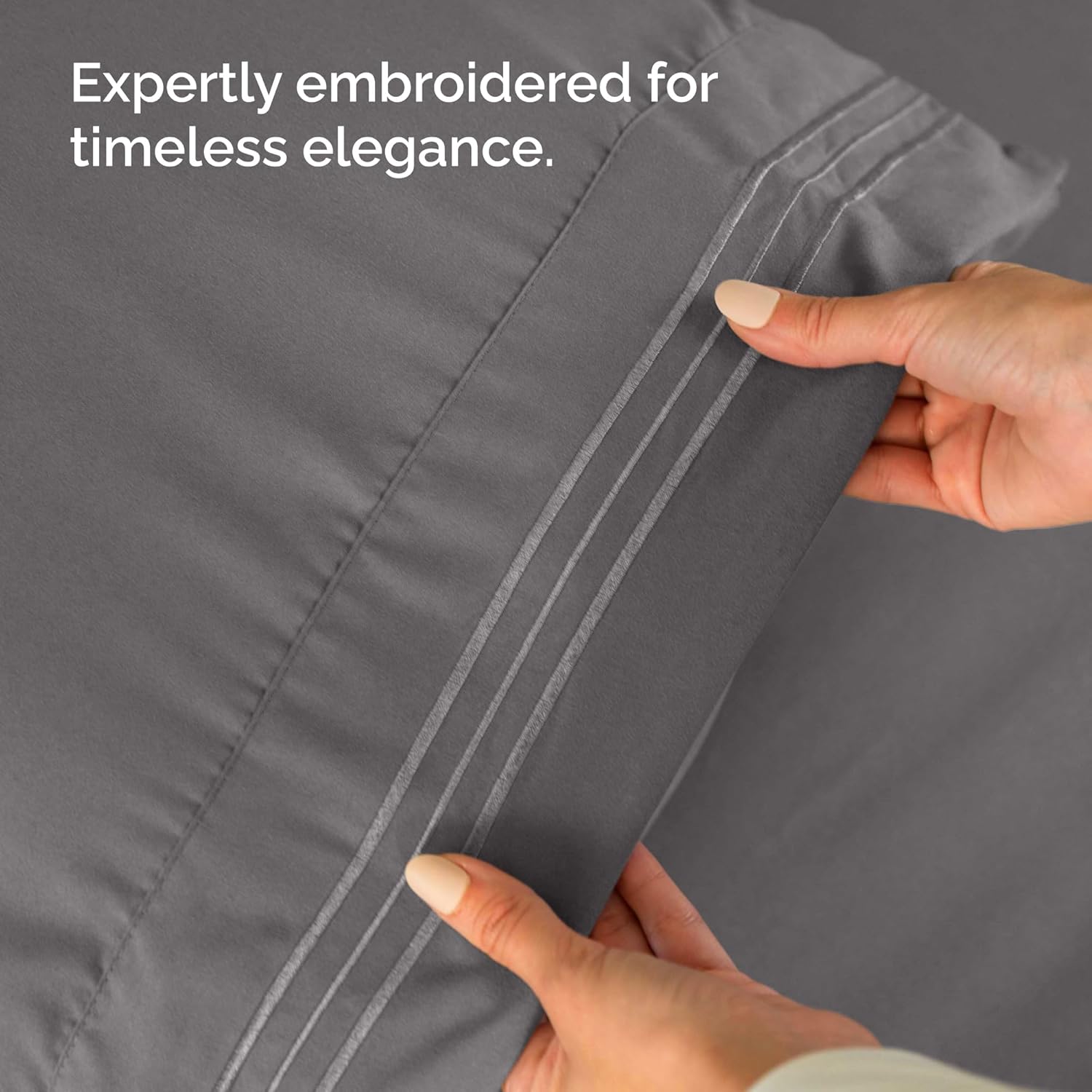 Wrap Around Dust Ruffle Bed Skirt 2 Pillowcases Bundle - Dark Grey
