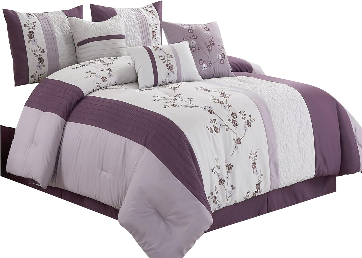 Chezmoi Collection Linnea 7-Piece Comforter Set Queen