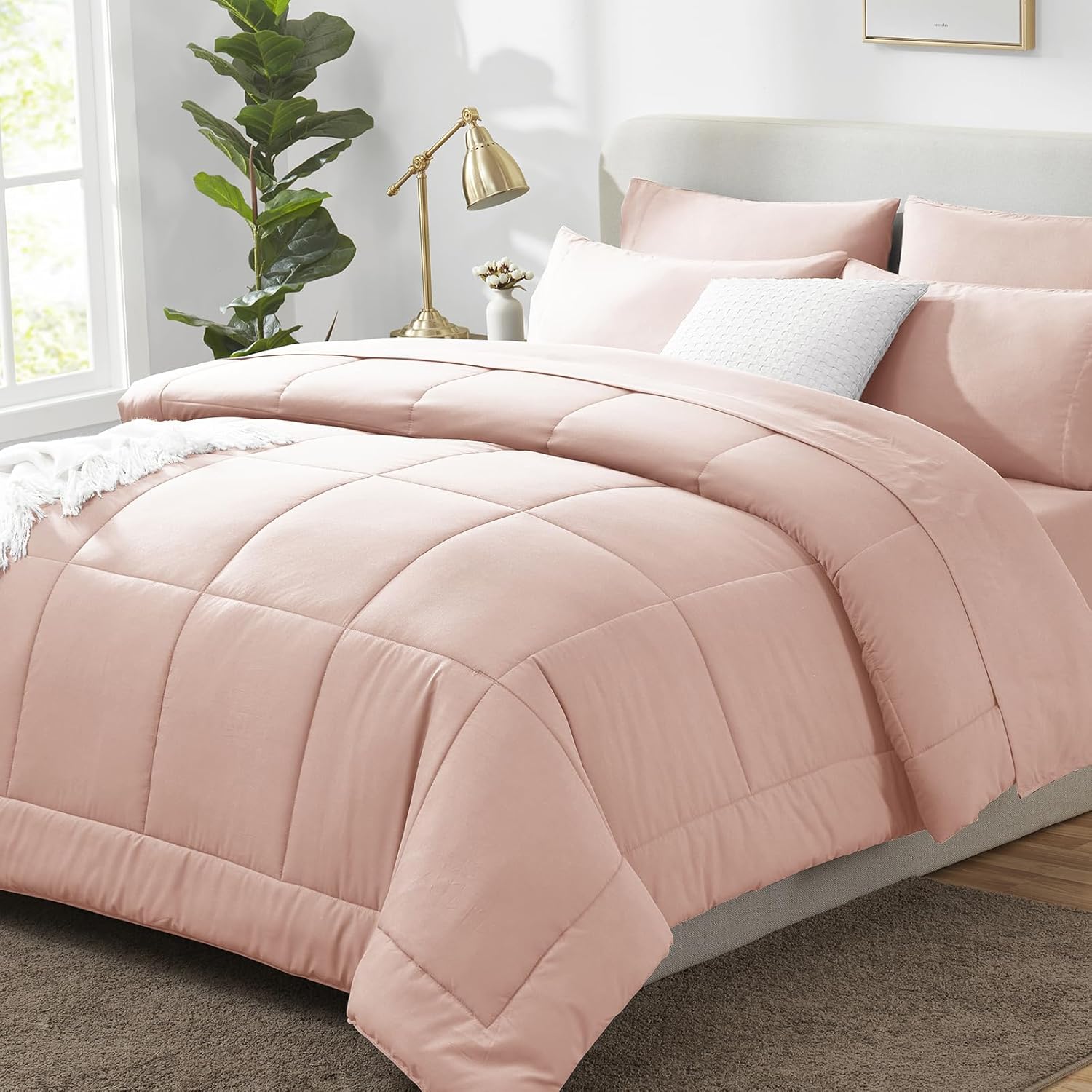 CozyLux Pink King Size Comforter Set 7 Pieces