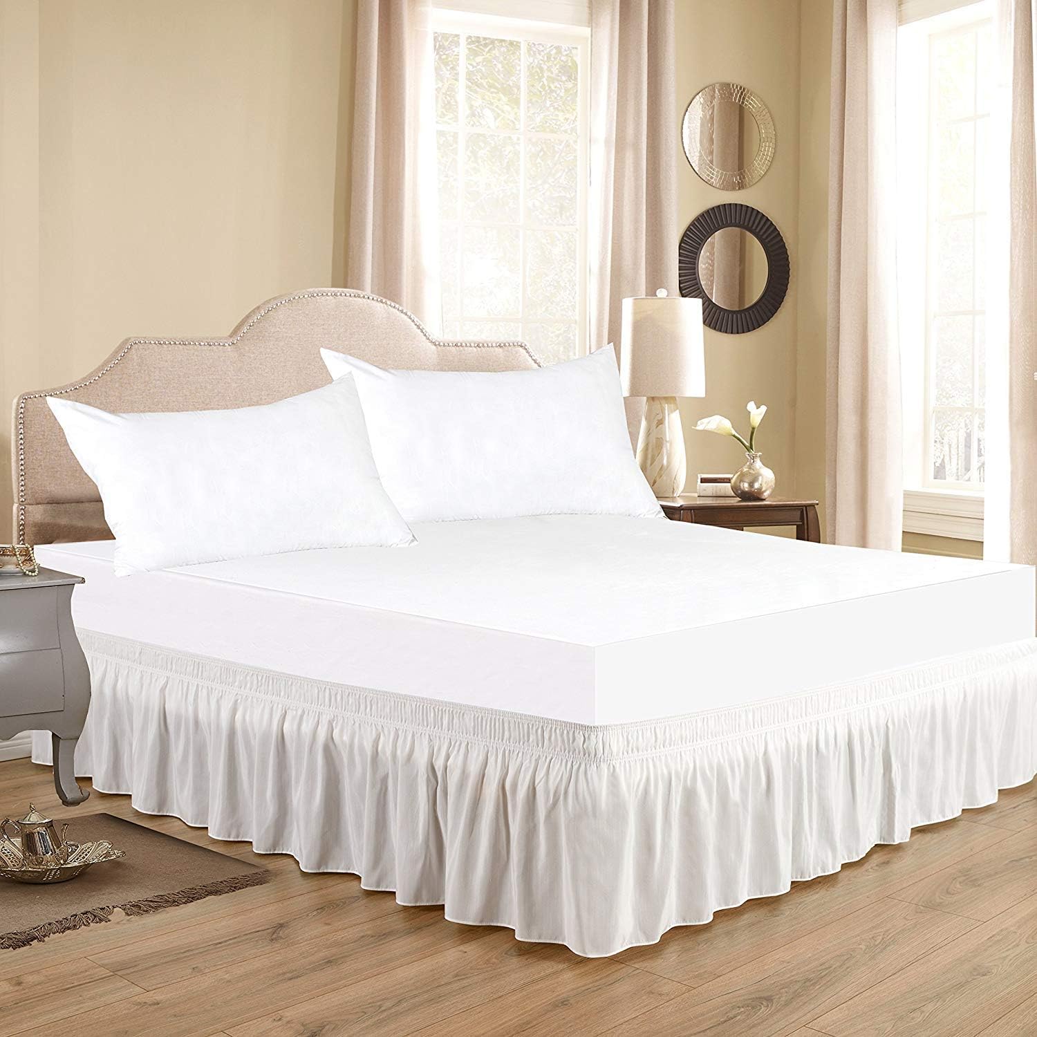 Luxxurecare Three Fabric Sides Bed Skirt 22 Drop Length