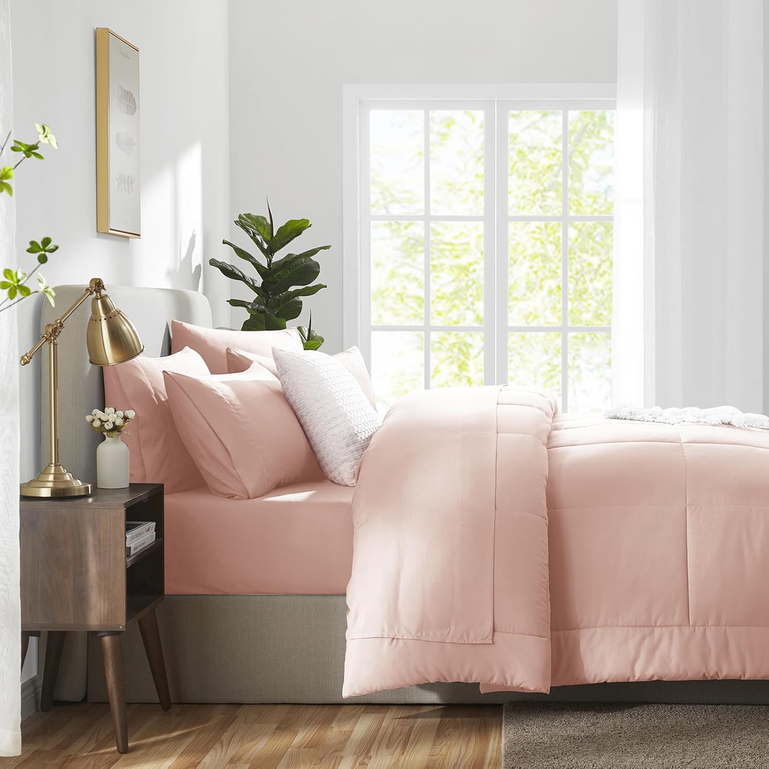 CozyLux Pink King Size Comforter Set 7 Pieces