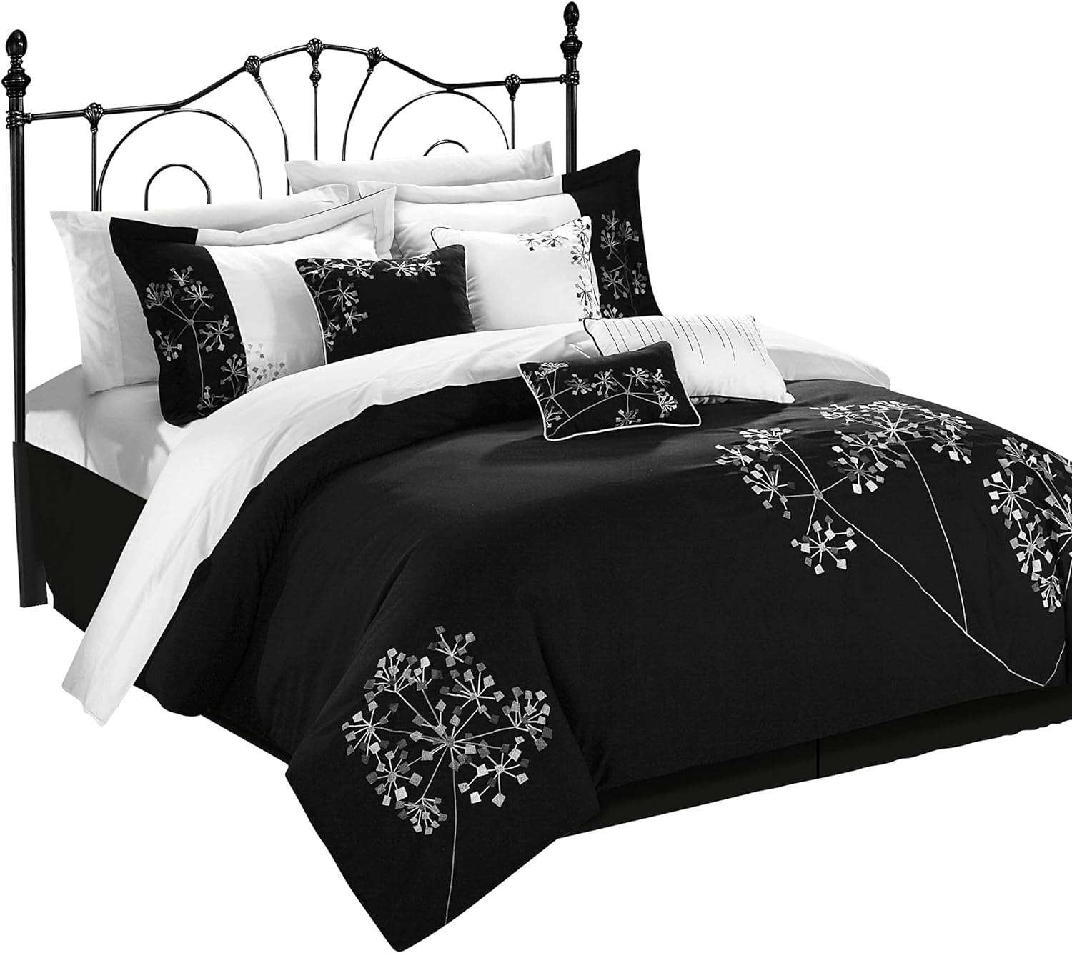 Chic Home 8 Piece Pink Floral Comforter Set Queen 1