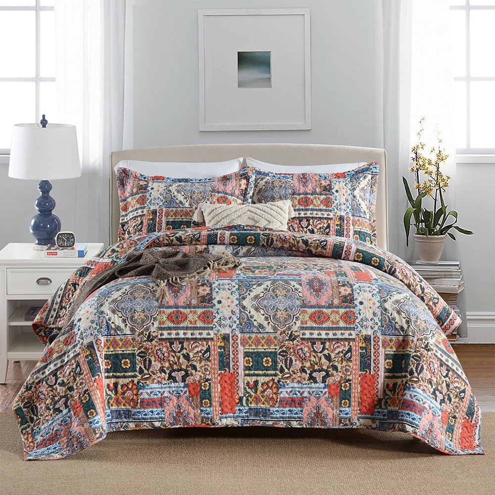 Autumn Dream Cotton Quilt Set 3-Piece Reversible Bedspread