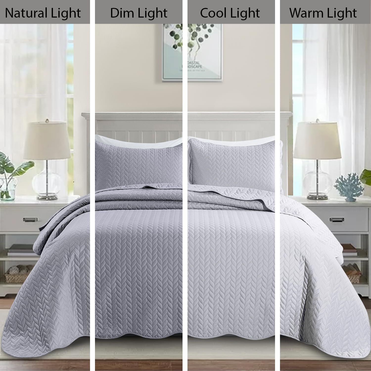 IR Imperial Rooms Embossed Quilt Set Silver 68x86