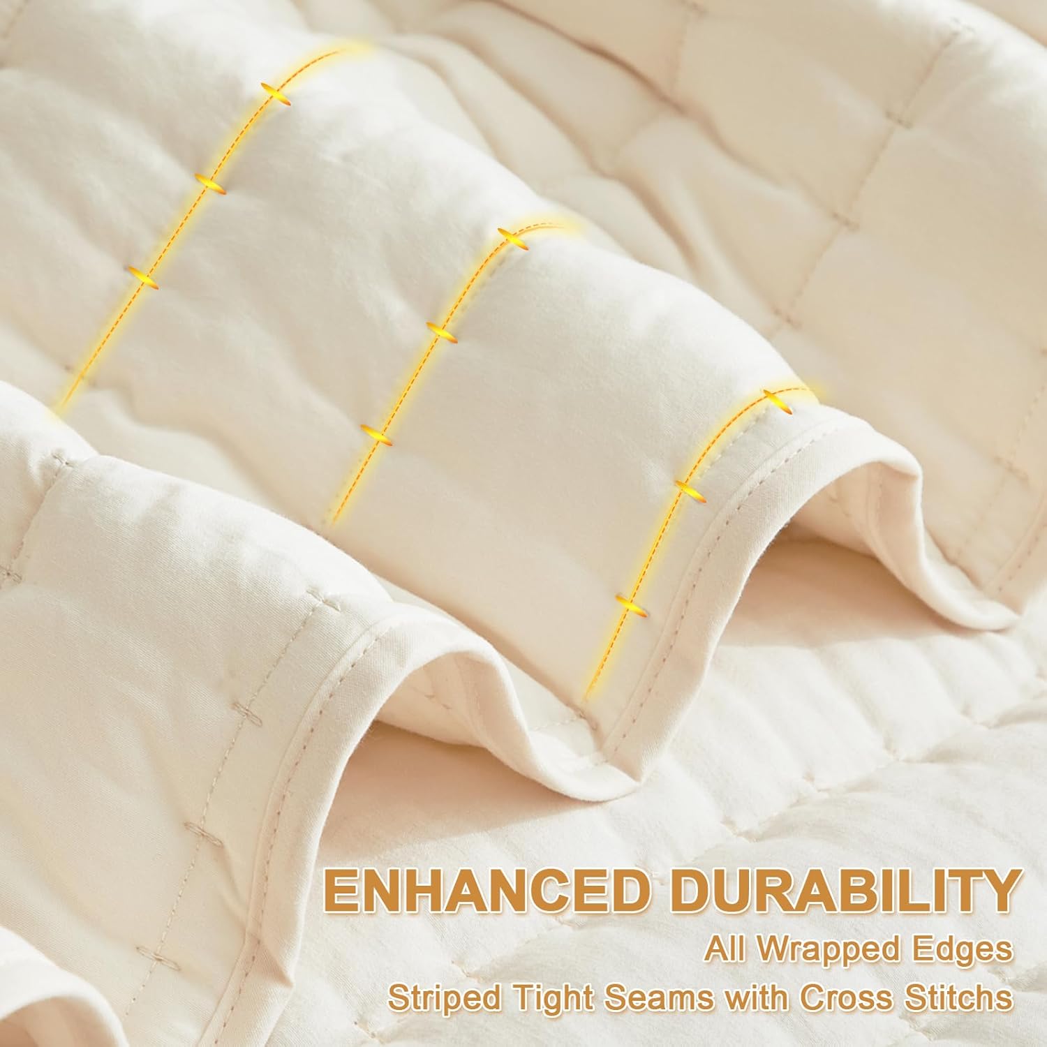 HiSnug Cream Queen Quilt Bedding Set 3 Pieces