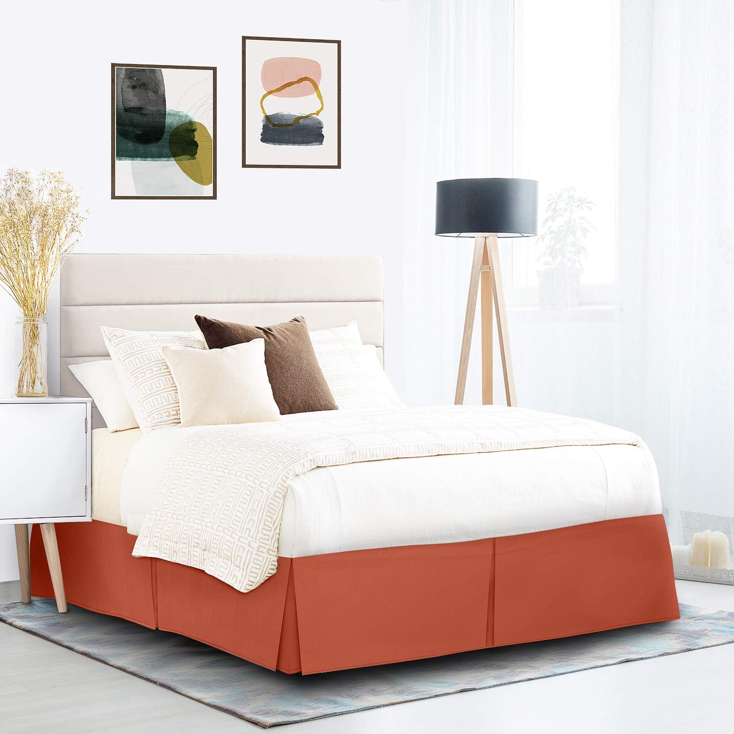 Nestl Orange Full XL Bed Skirt 14 Inch Drop 1
