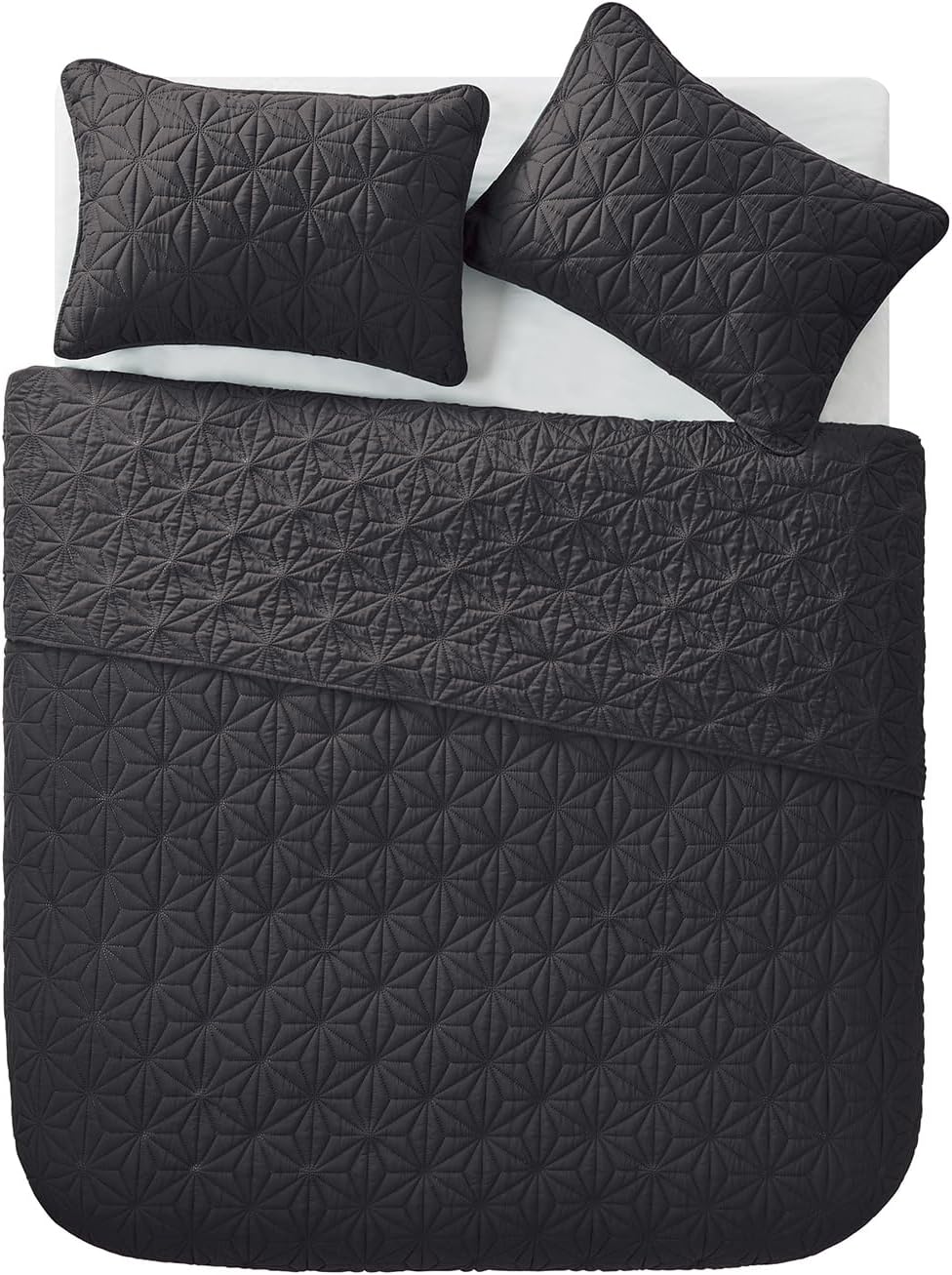 VCNY Home Kaleidoscope Pattern 3-Piece Quilt Set King Grey