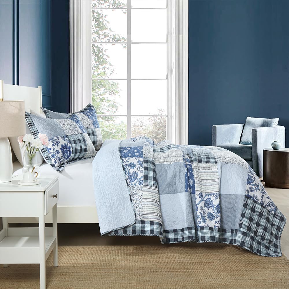 Camandy Cotton Reversible Quilt Bedding Set 3 Pieces King Size