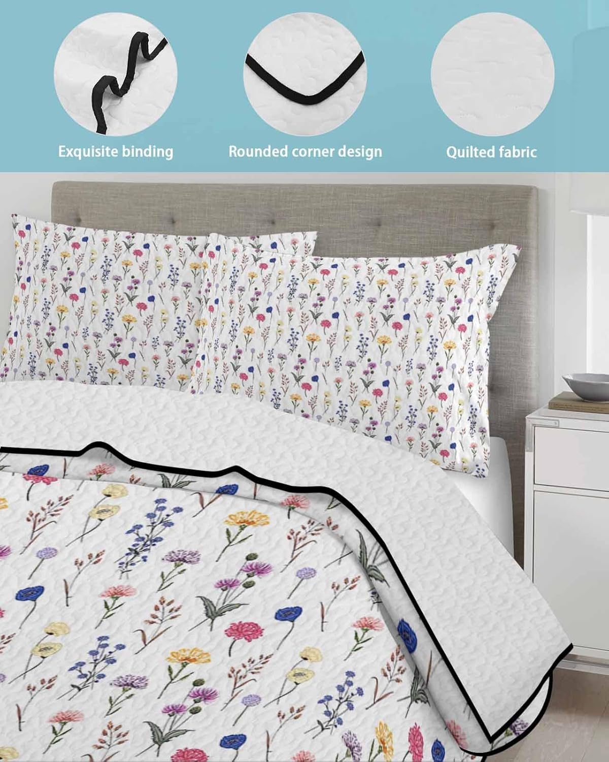 RisQiten Twin XL Quilt Set with Reversible Design