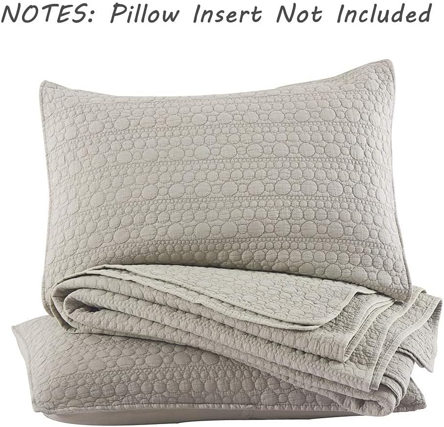 HORIMOTE HOME Quilt Set Twin Beige Stone-Washed Microfiber