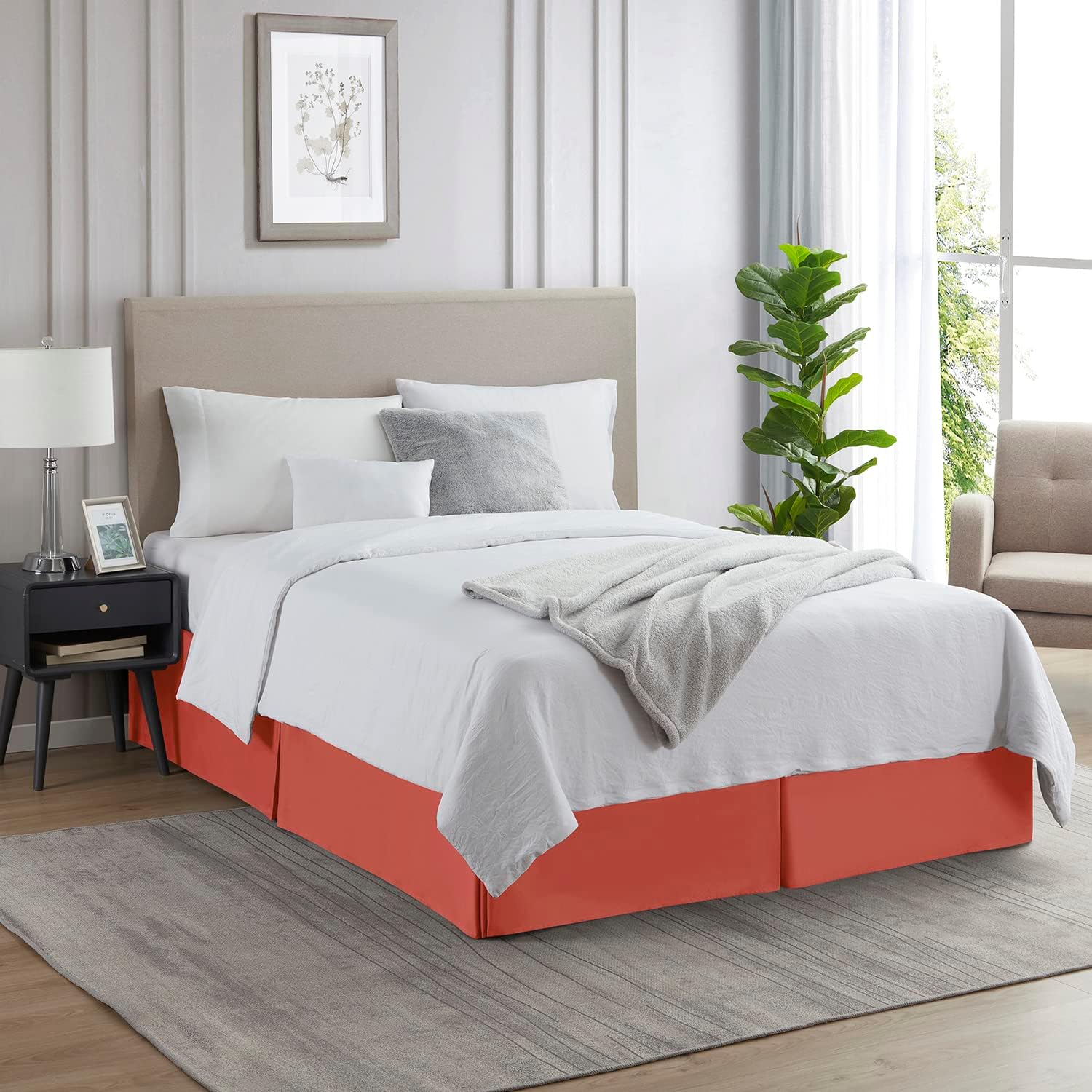 Nestl Orange Full XL Bed Skirt 14 Inch Drop 1
