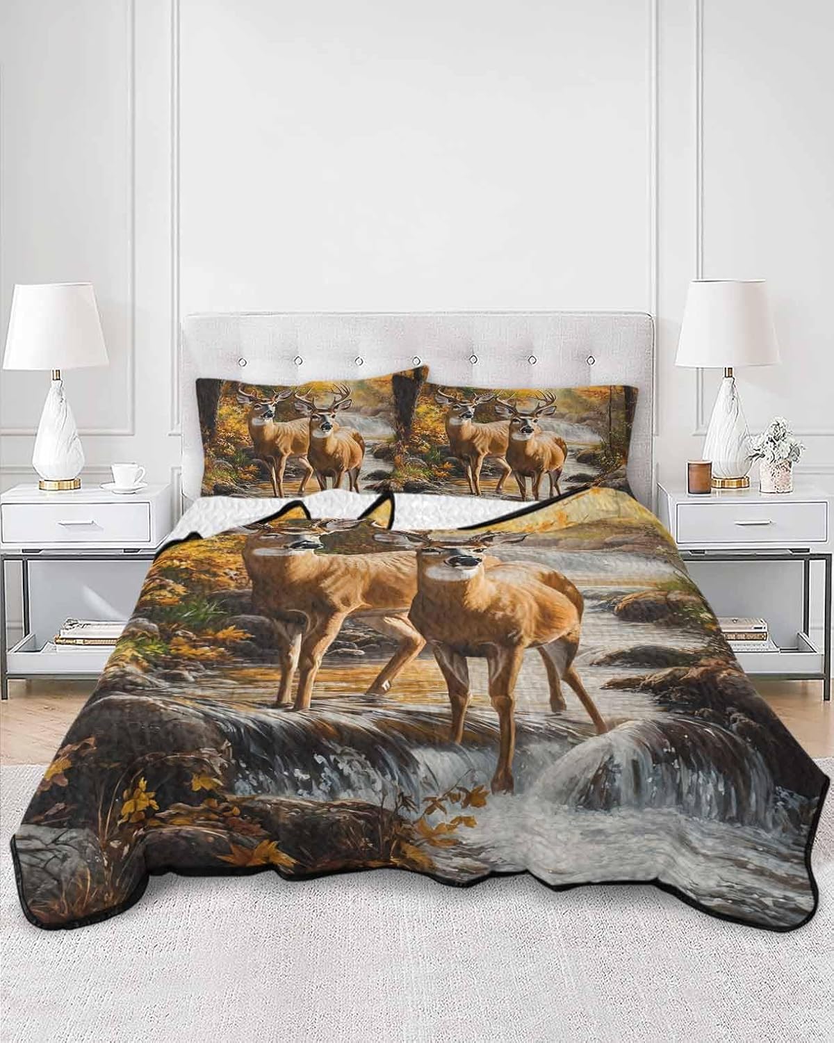 RisQiten Twin XL Quilt Bedding Set 3 Piece Reversible