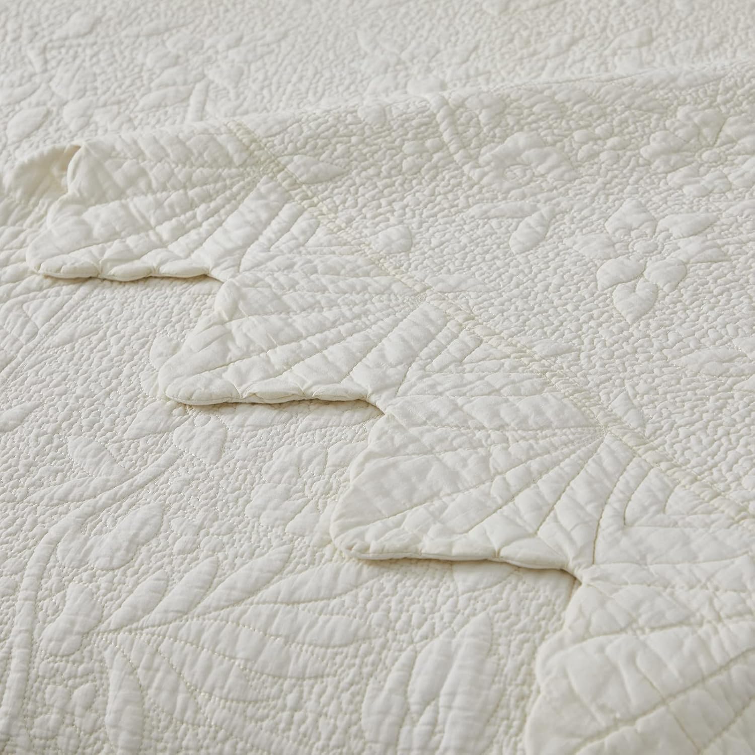 Brandream 4-Piece Cream White Quilt Set Twin Size