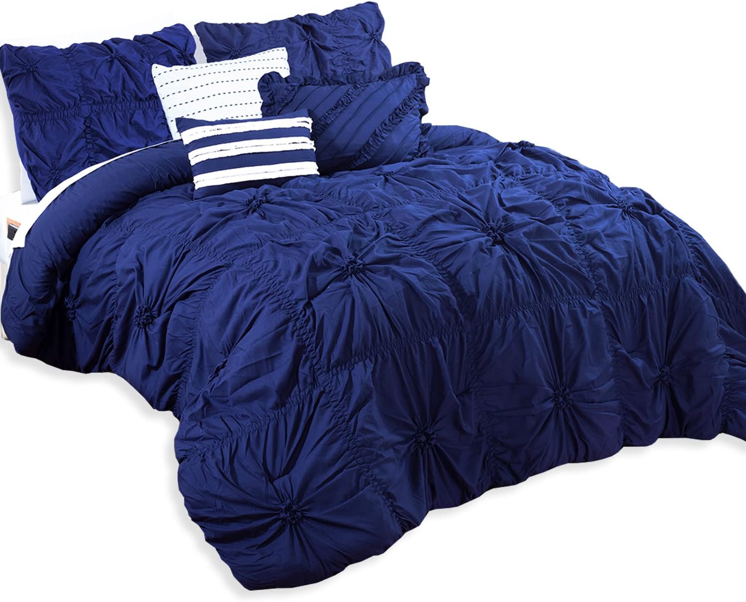 Elegant Comfort Amy 12-Piece Comforter Set Queen Blue