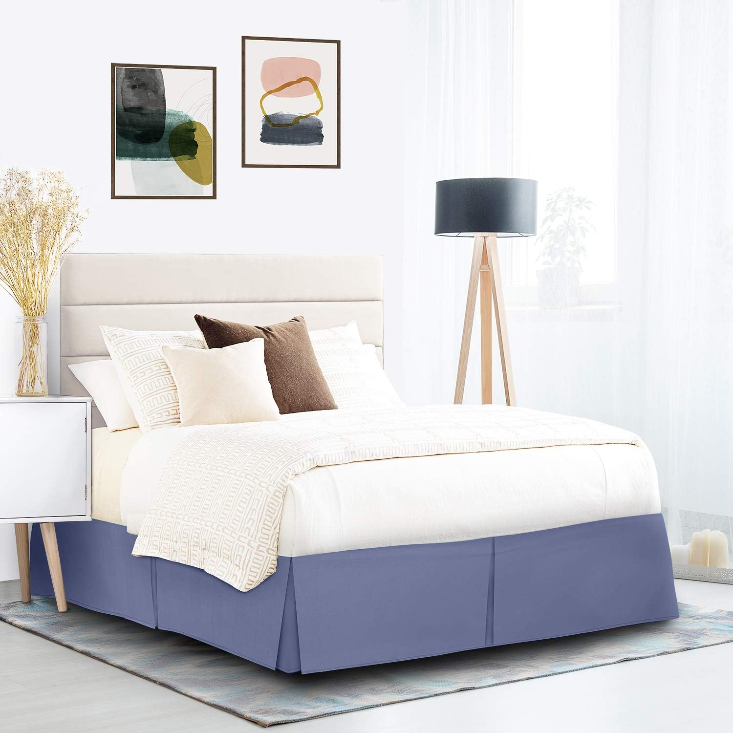 Nestl Steel Blue Full XL Bed Skirt - 14 Inch Drop