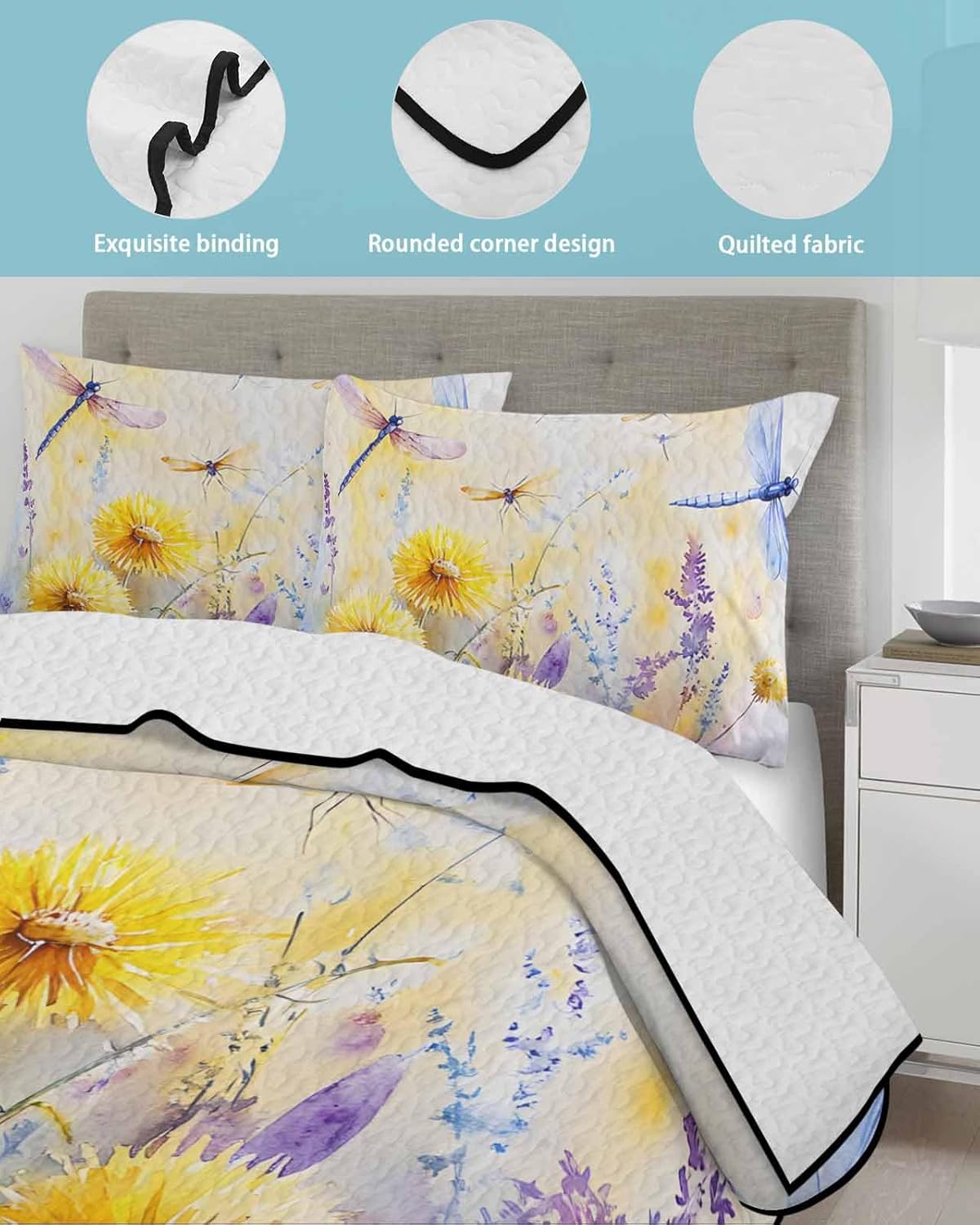 Stongaro Twin XL Quilt Set 3 Pieces Breathable Comforter 1