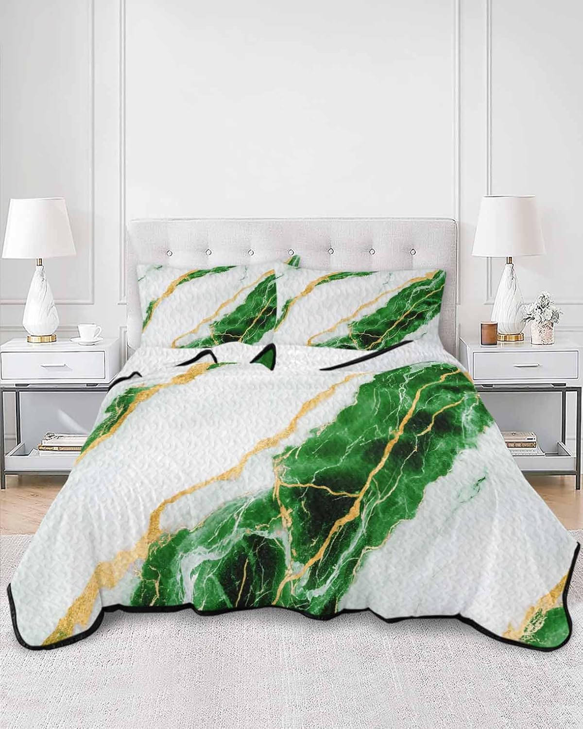 Stongaro Marble Green Twin XL Comforter Set 3 Pieces