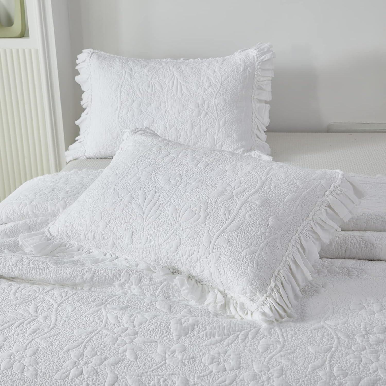 Brandream 5-Piece Quilt Set Cotton Matelasse Coverlet Luxury Farmhouse Bedspread