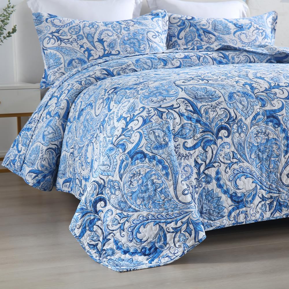 Camandy Cotton Quilt Bedding Set Reversible 3 Pieces King Size