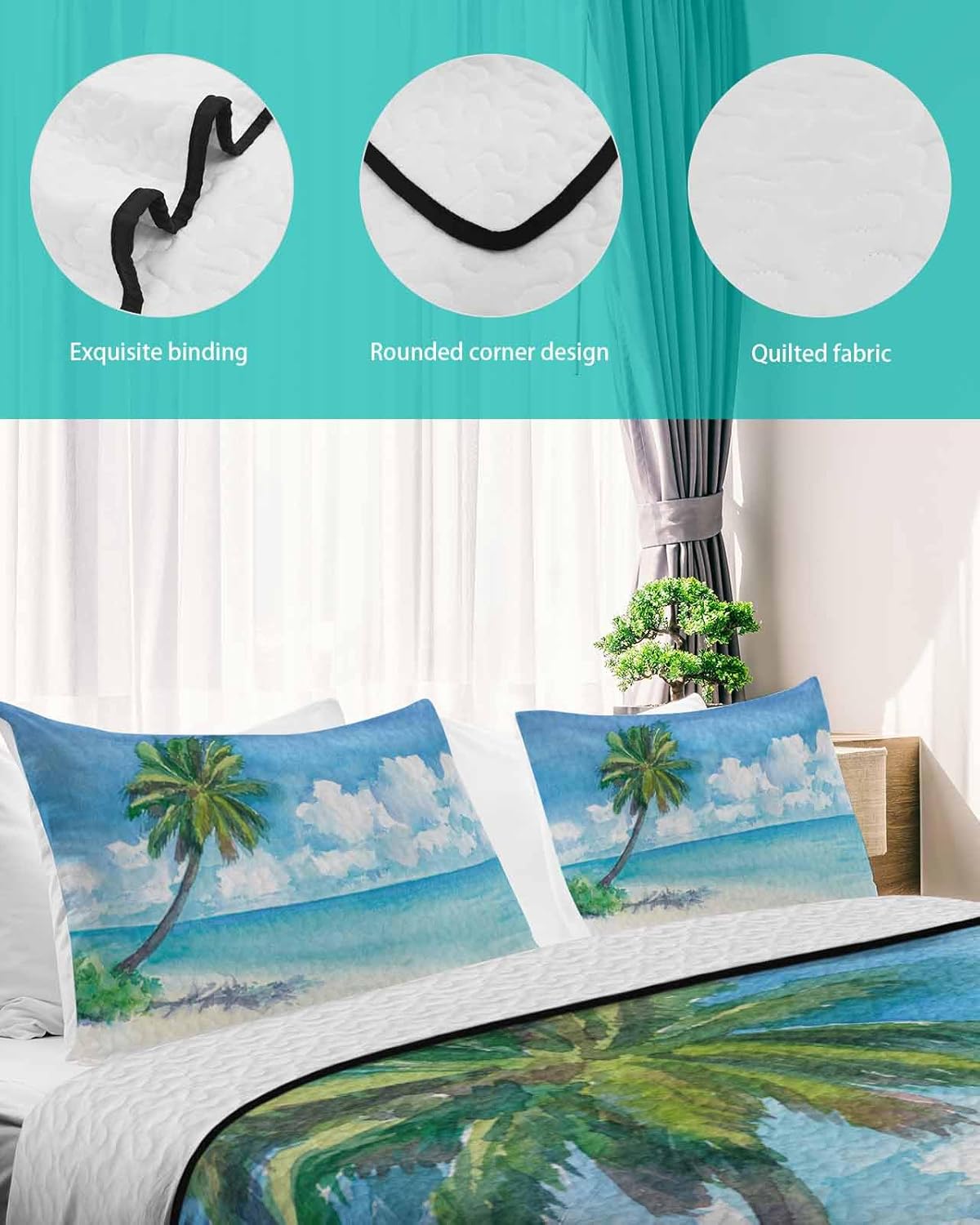 TocaHome Summer Quilt Twin XL 68x98 Inch with 2 Pillowcases 1