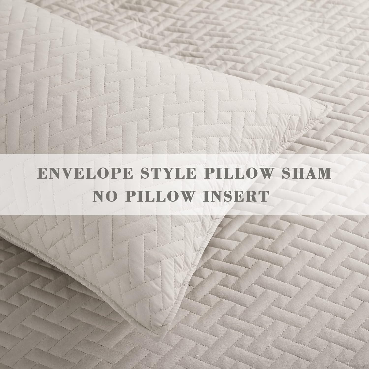 Exclusivo Mezcla Full Queen Quilt Bedspread Set with Basket Weave Pattern