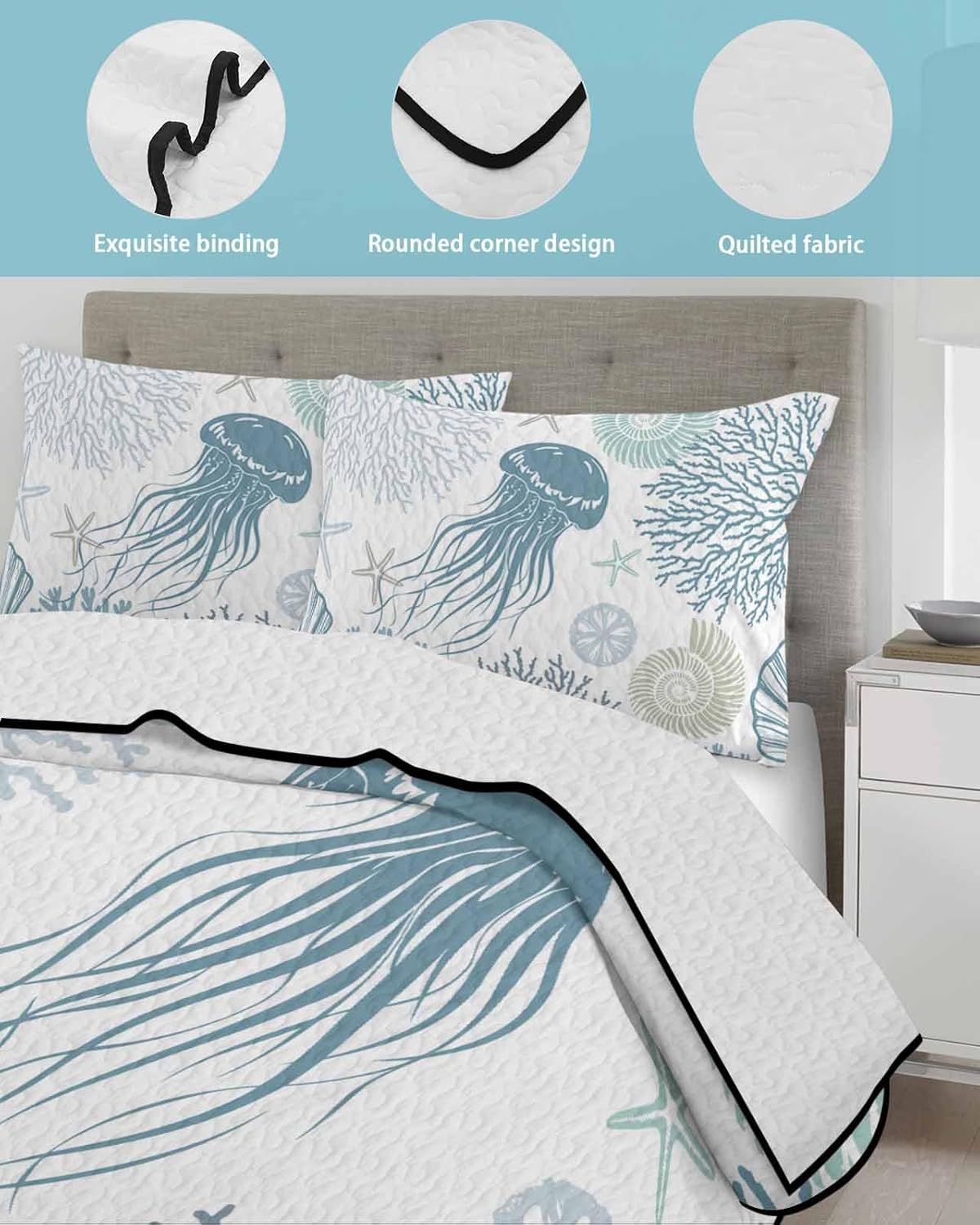 TocaHome Summer Twin XL Quilt Set with 2 Pillowcases