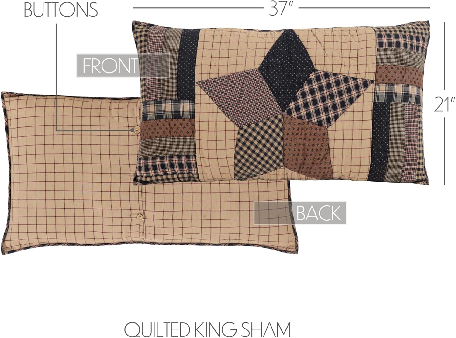 VHC Brands Bingham Star King Quilt Set 6 Pieces