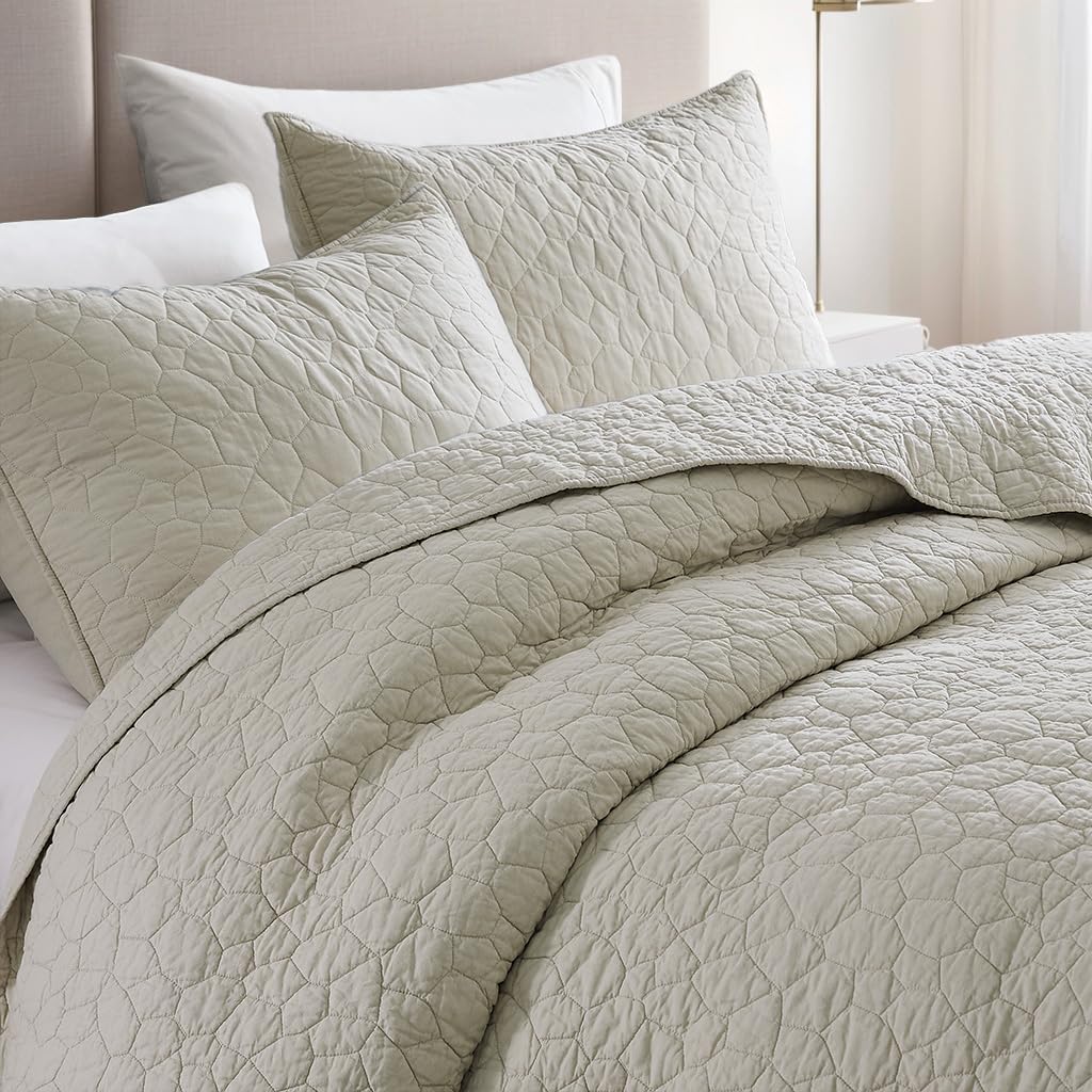 Palassio Beige Cotton Quilt Twin Set with Pillow Sham