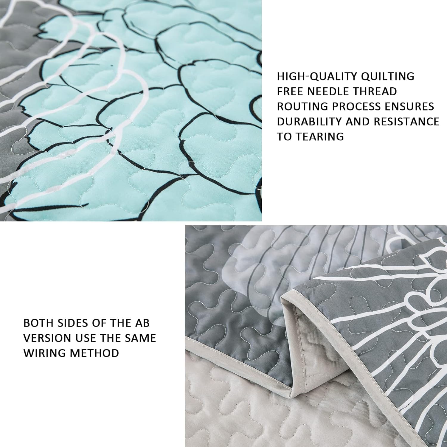 Anibedding Green Floral Twin Quilt Set with Pillowcases
