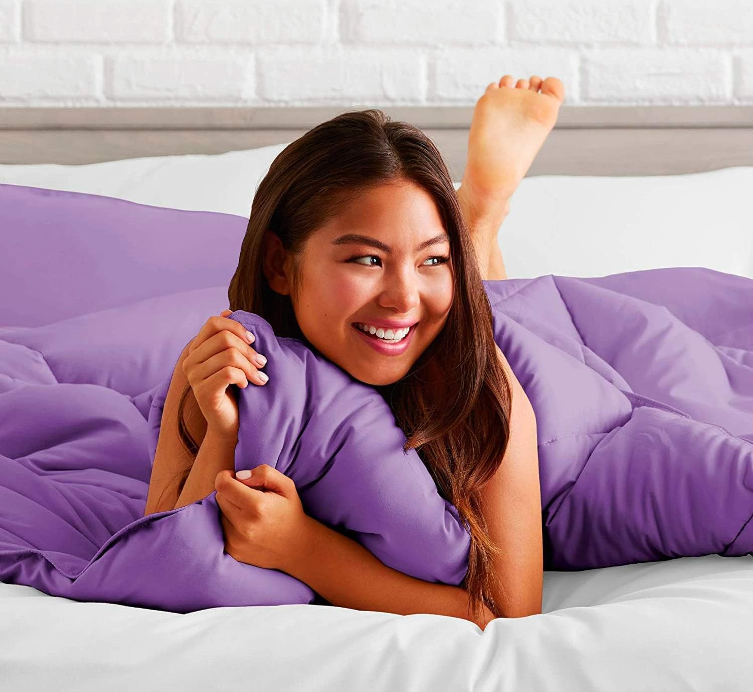 Soft 1000 TC Comforter Set with 2 Pillow Cases Lilac