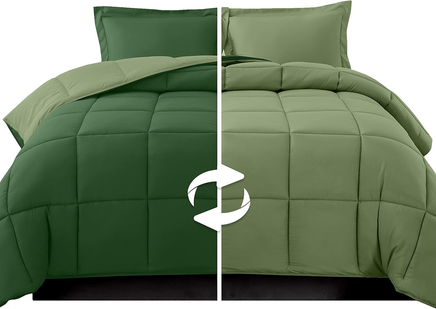 Elegant Comfort 3-Piece Reversible Comforter Set Twin XL Hunter GreenSage