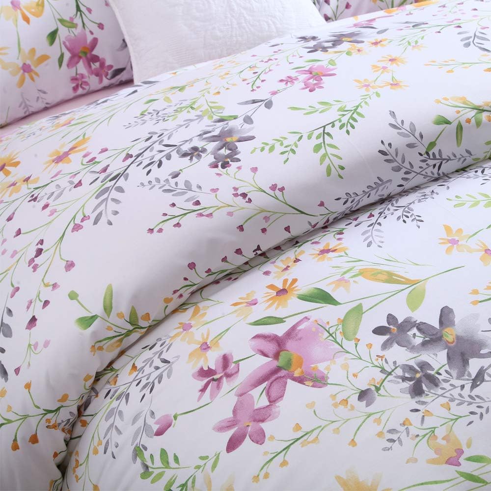 Brandream Garden Style Floral Queen Duvet Cover Set