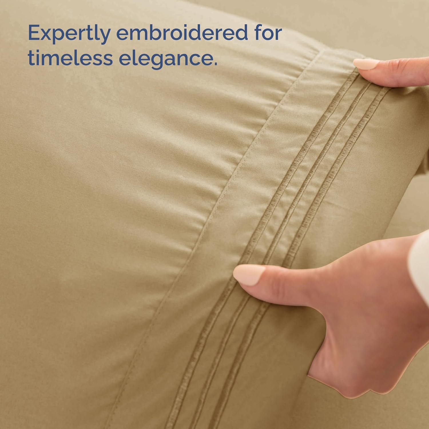 CGK Unlimited Wrap Around Dust Ruffle Bed Skirt 2 Pillowcases Set - Beige