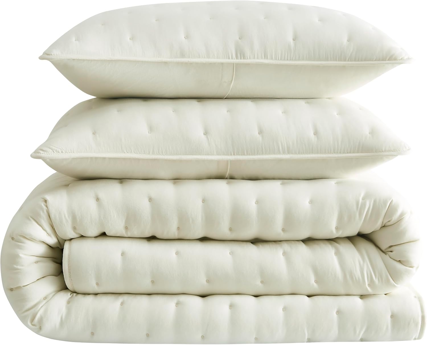 WDCOZY Ivory Cloud Quilt Twin Bedding Set