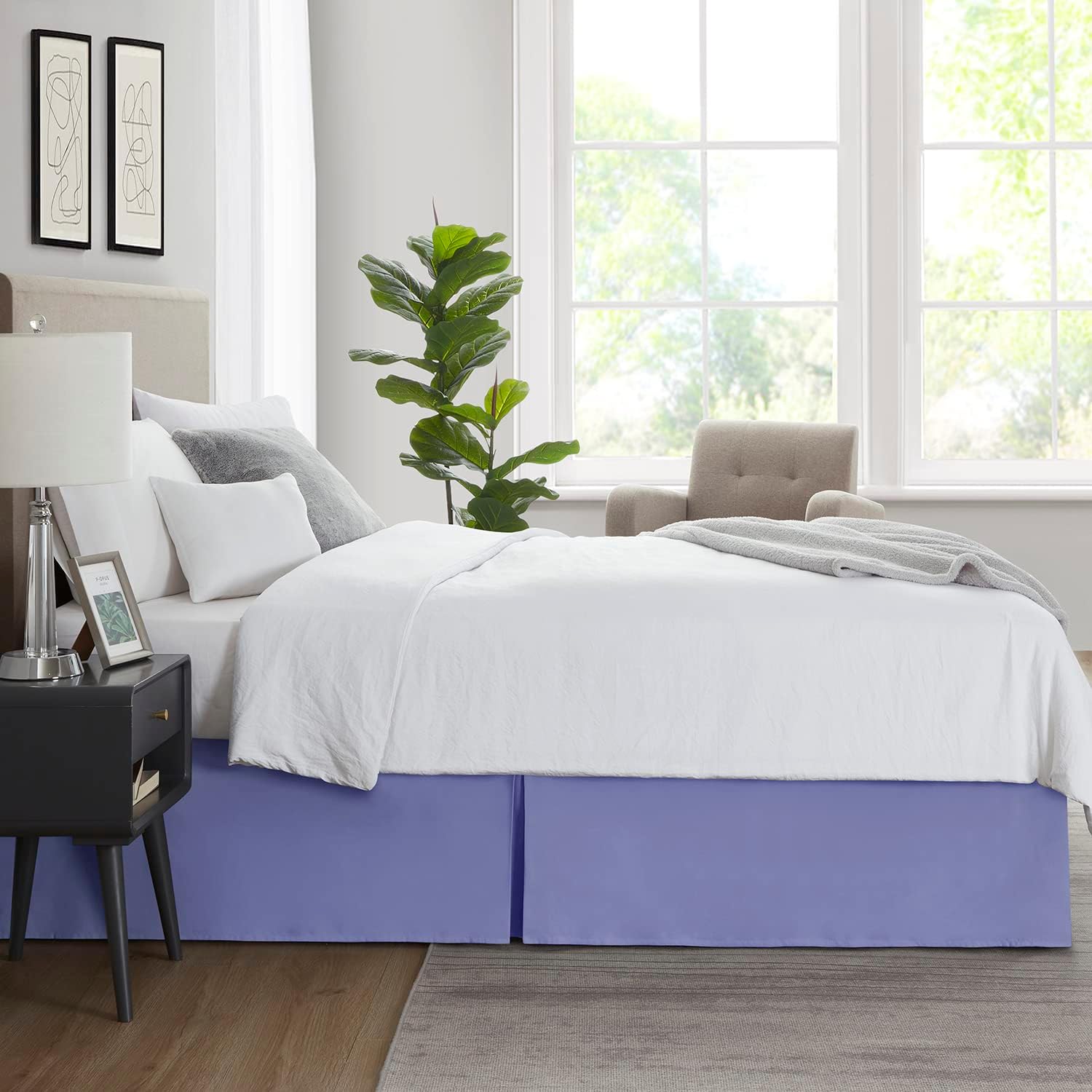 Nestl Steel Blue Full XL Bed Skirt - 14 Inch Drop
