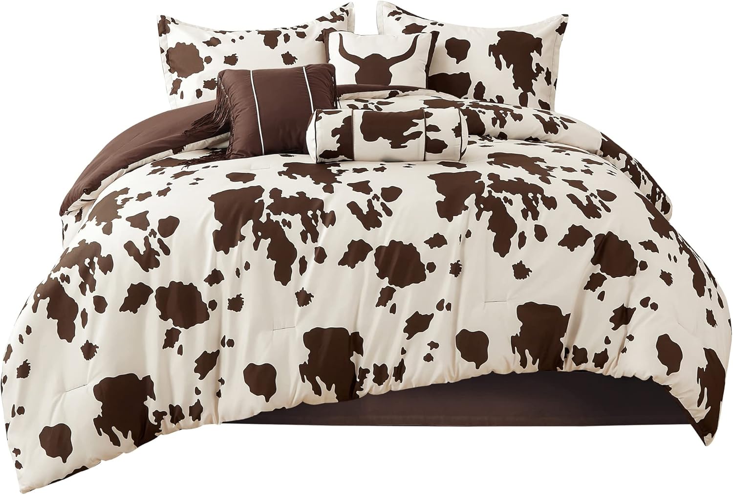 Linen Mart Southwestern Rustic Brown Beige Microfiber Comforter Set - 6 Piece Twin