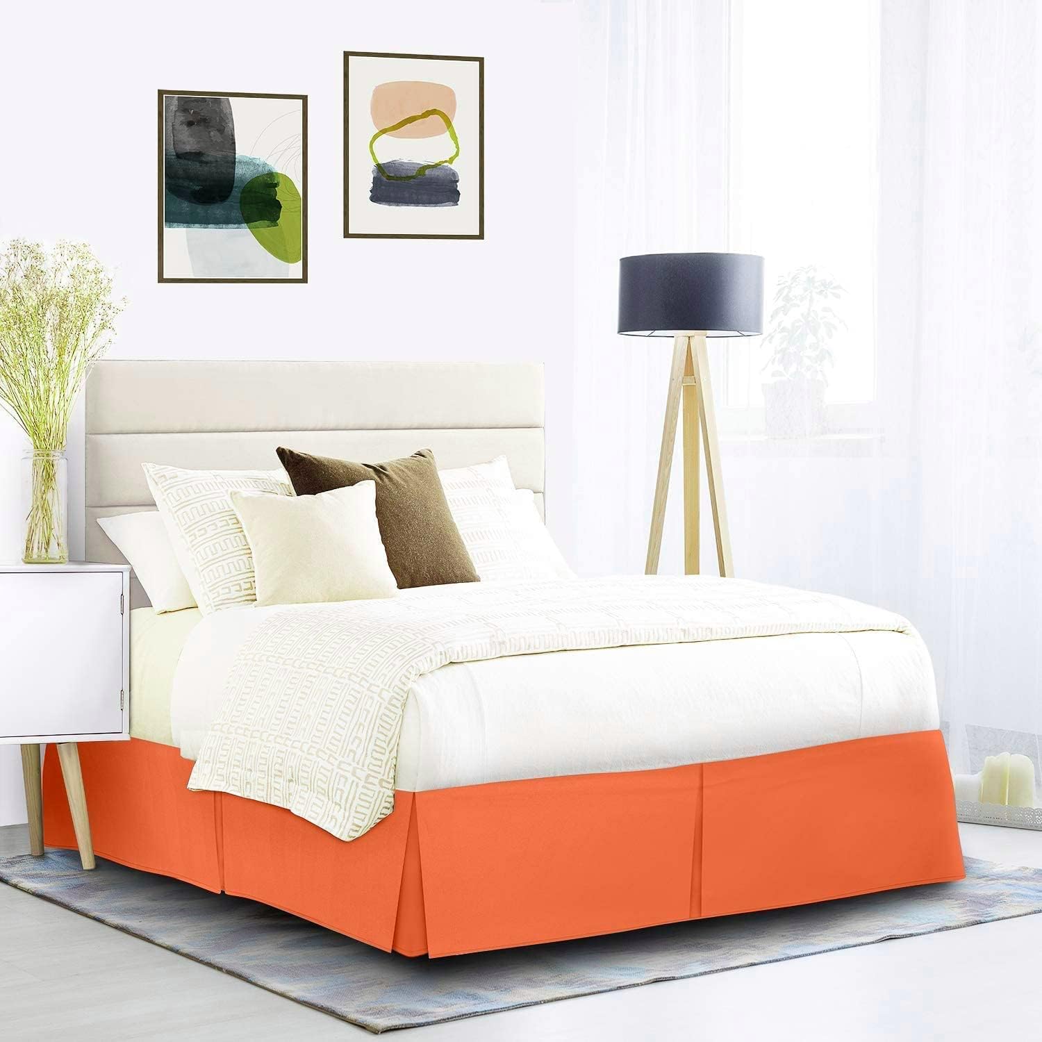 Luxxure Care Orange Bed Skirt Full Size 54x75 Inches