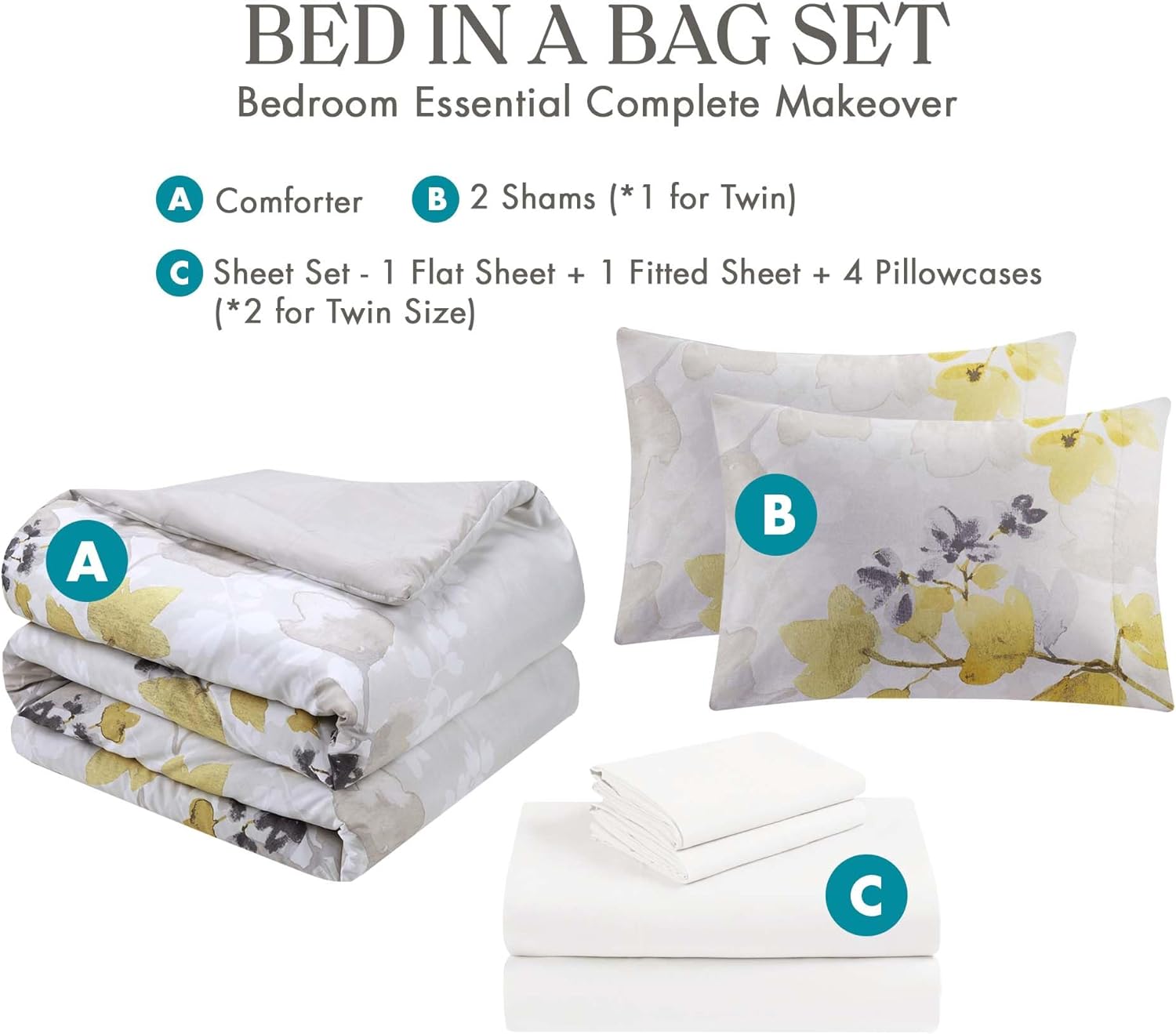 Madison Park Comforter Set Leaf Yellow 6 Piece