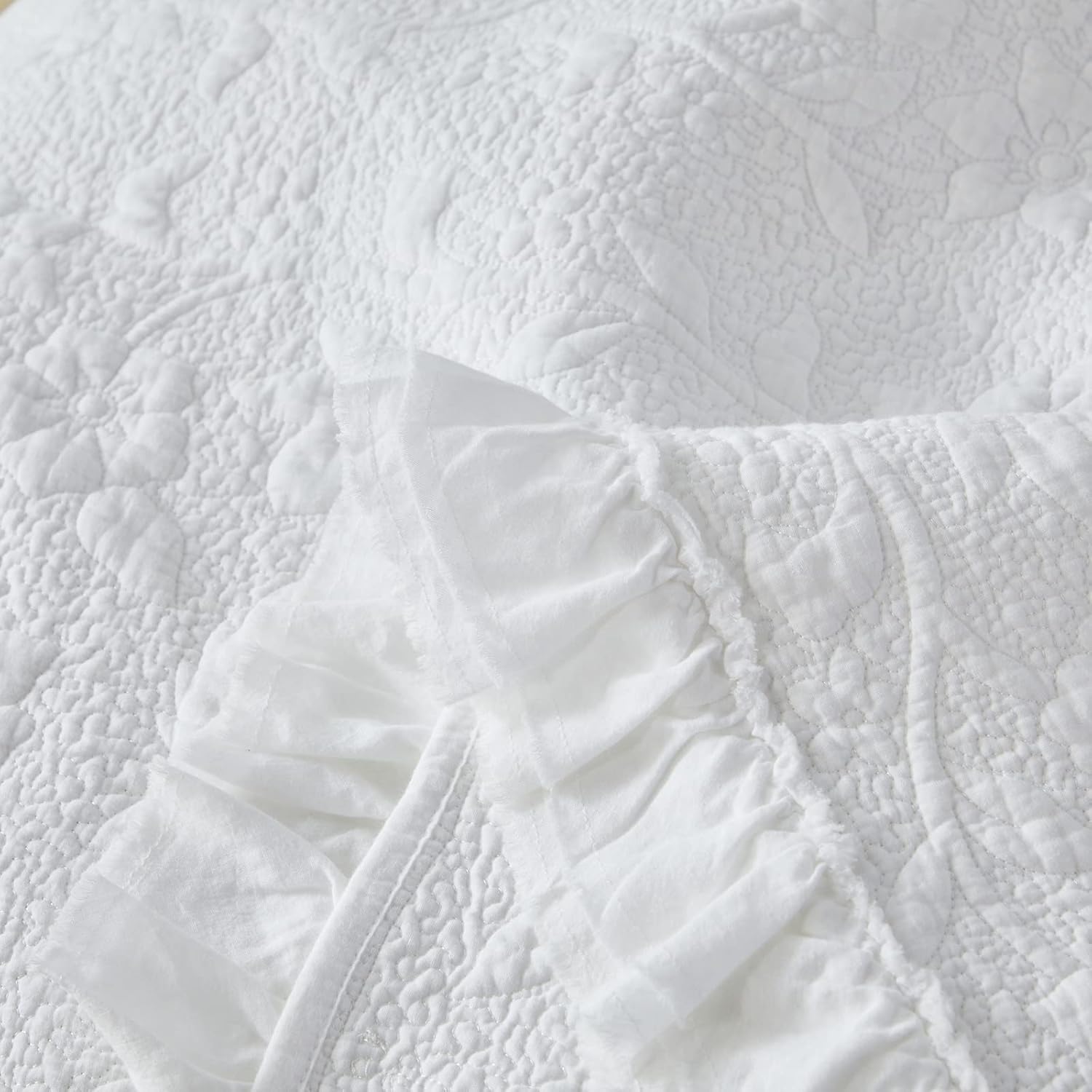 Brandream 5-Piece Quilt Set Cotton Matelasse Coverlet Luxury Farmhouse Bedspread