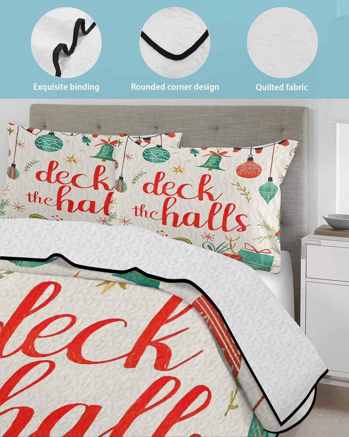 Stongaro Twin XL Christmas Comforter Set 3 Pieces