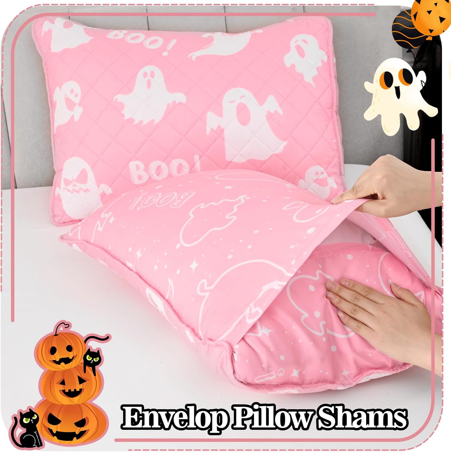 ASPMIZ Halloween Queen Quilt Set with 2 Shams