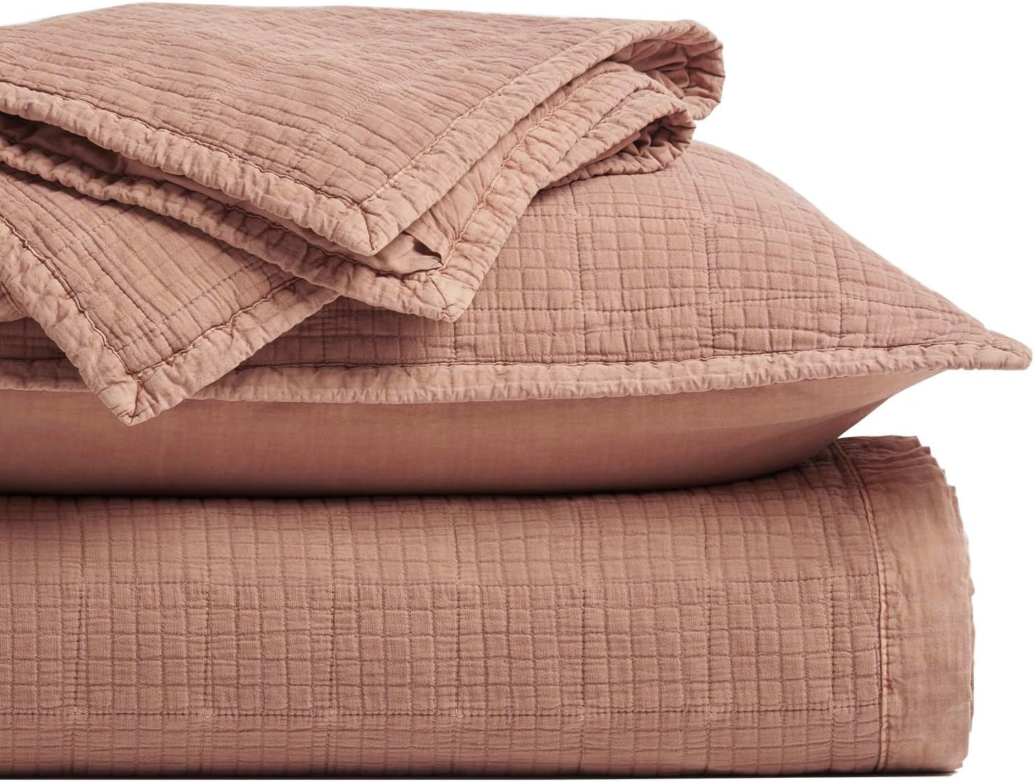 EVERGRACEHOME Stonewashed Cotton Quilt Set Queen Size