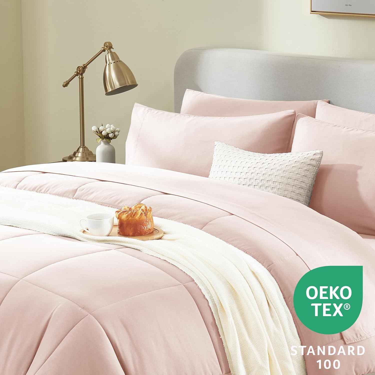 CozyLux Pink King Size Comforter Set 7 Pieces