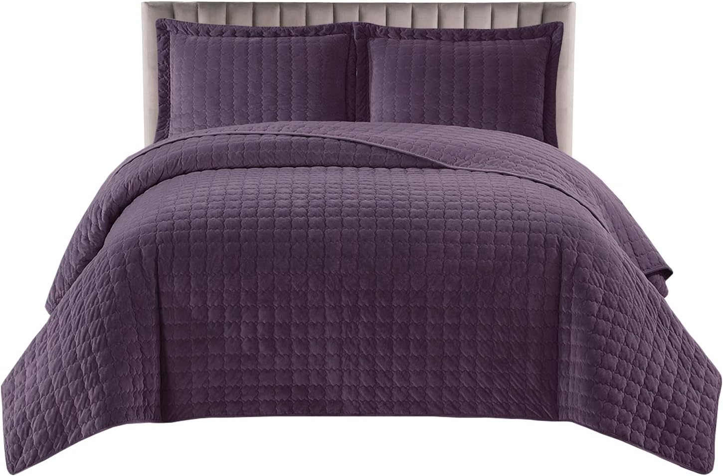 Royal Tradition Plush Velvet Purple Coverlets Set