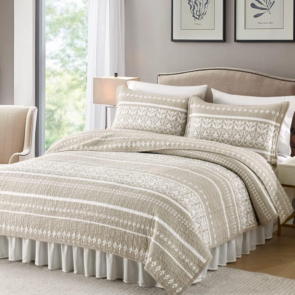 BCOTTOND Boho King Quilt Set 3 Piece All Season